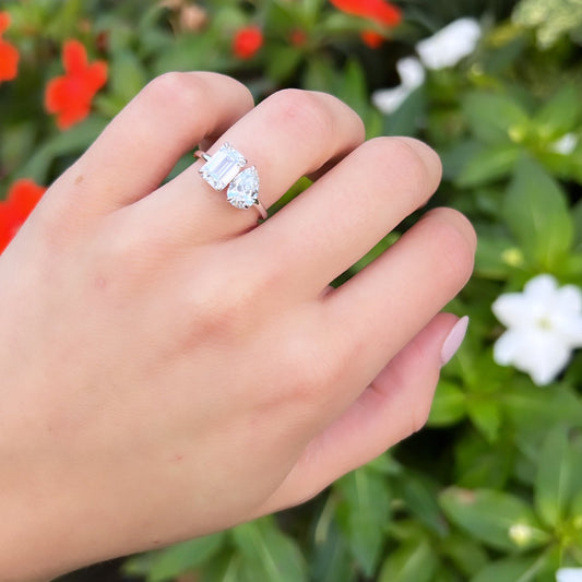 TWO STONE LAB DIAMOND RING