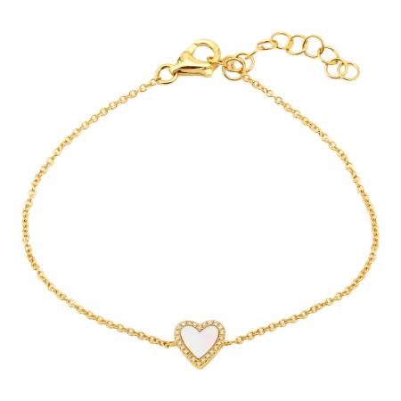MOTHER OF PEARL HEART BRACELET