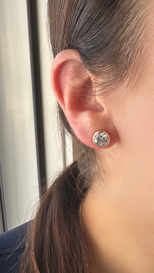 BEZEL SET LAB DIAMOND STUDS