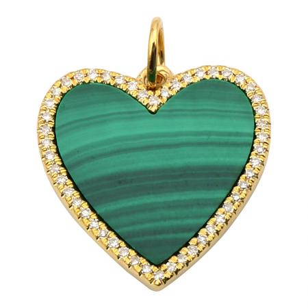 MALACHITE DIAMOND HEART CHARM