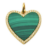 MALACHITE DIAMOND HEART CHARM
