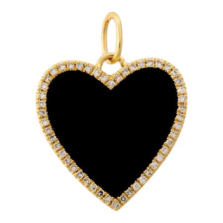 ONYX DIAMOND HEART CHARM