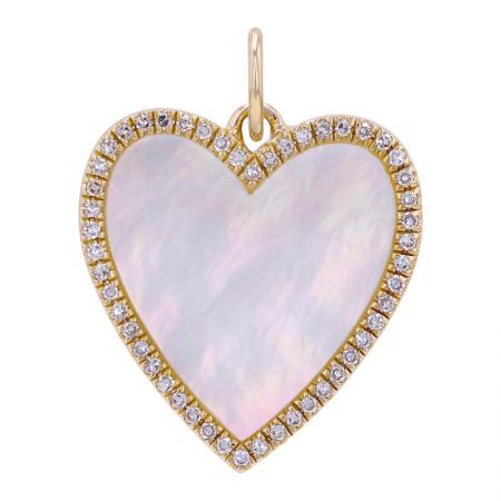 MOTHER OF PEARL DIAMOND HEART CHARM