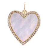 MOTHER OF PEARL DIAMOND HEART CHARM