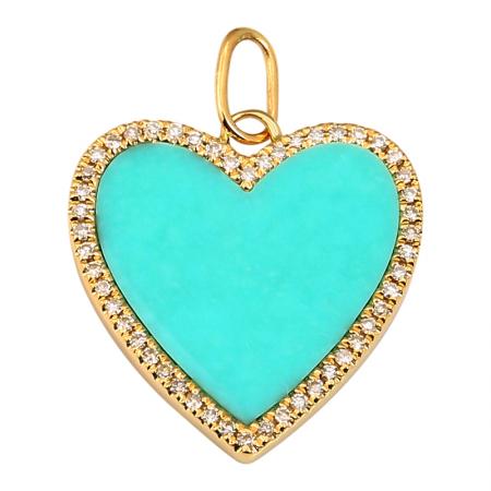 TURQUOISE DIAMOND HEART CHARM