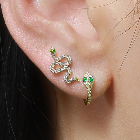 EMERALD SNAKE STUDS