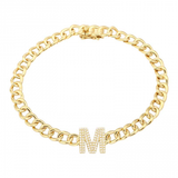 DIAMOND INITIAL LINK BRACELET