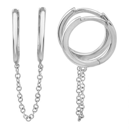 GOLD DOUBLE PIERCING CHAIN HUGGIES (SOLD AS PAIR)\