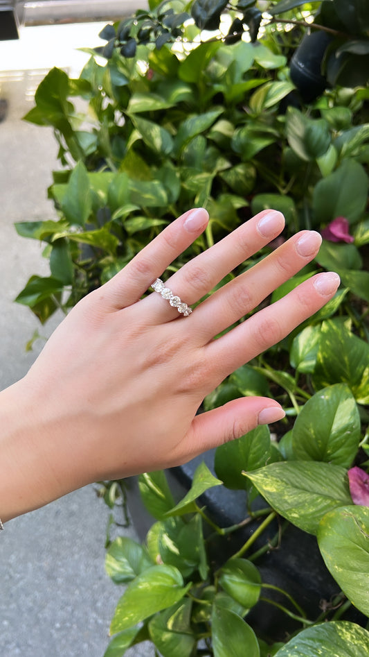 HALF ROUND HALF EMERALD LAB DIAMOND ETERNITY BAND