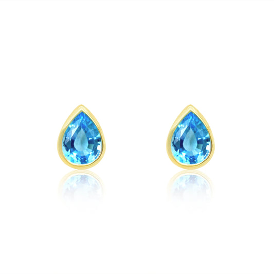 BLUE TOPAZ PEAR STUDS
