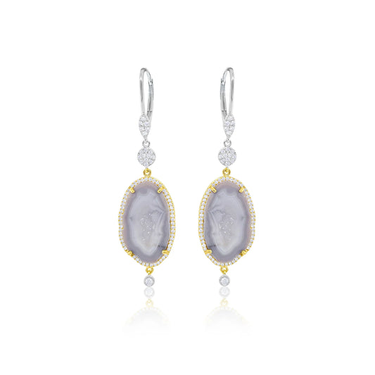 TWO TONE GEODE DROP EARRINGS