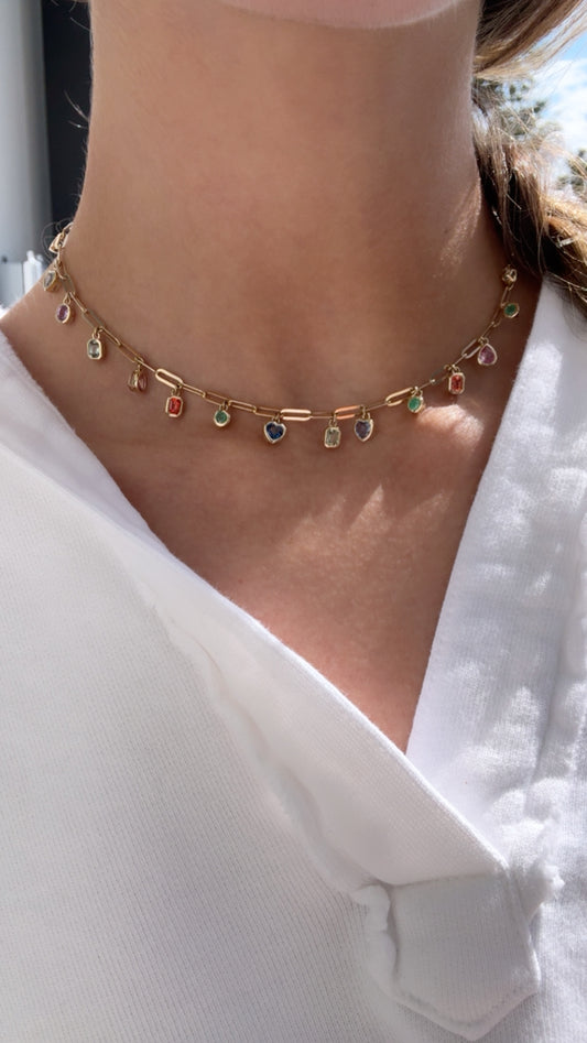 MULTICOLOR SAPPHIRE HANGING NECKLACE