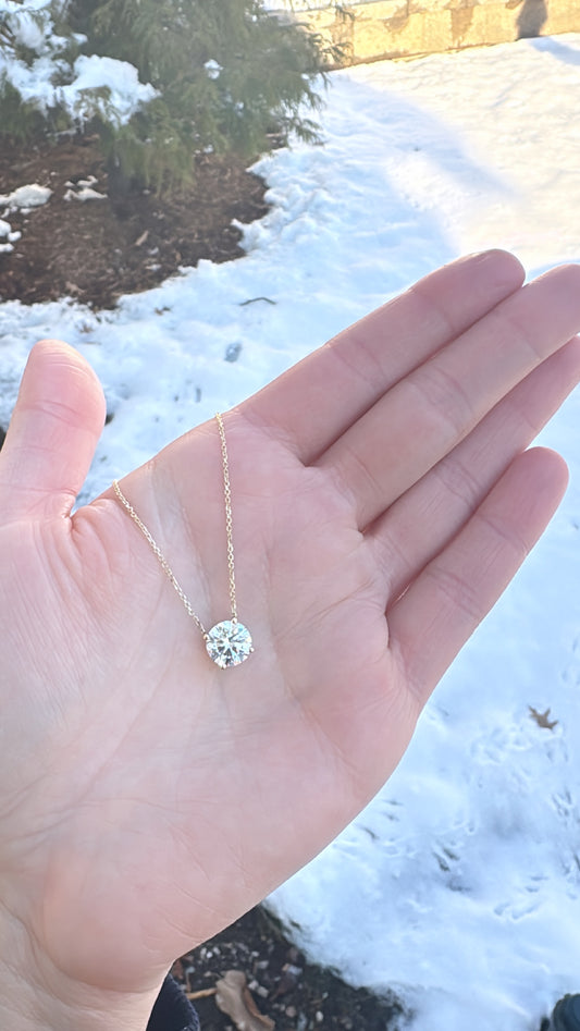 LAB DIAMOND ROUND SOLITAIRE NECKLACE