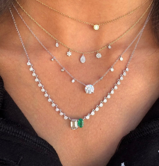 CHAMPAGNE DIAMOND AND EMERALD NECKLACE