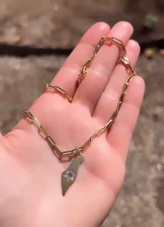 PAPERCLIP MAP OF ISRAEL NECKLACE