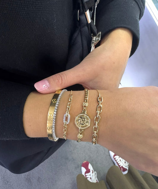 DIAMOND COIN LINK CHAIN BRACELET