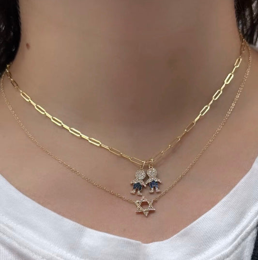 SMALL DIAMOND JEWISH STAR NECKLACE