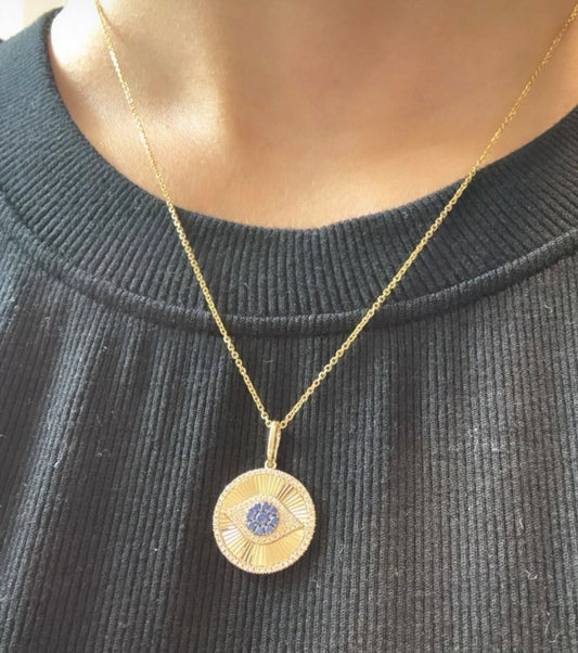 FLUTED EVIL EYE NECKLACE