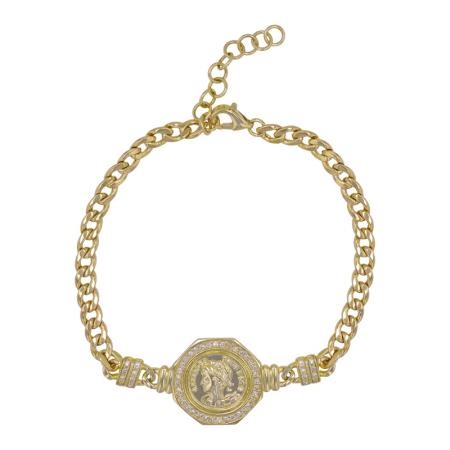 DIAMOND COIN LINK CHAIN BRACELET