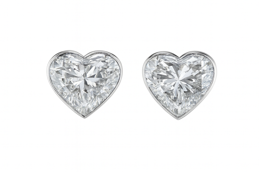 BEZEL SET HEART LAB DIAMOND STUDS