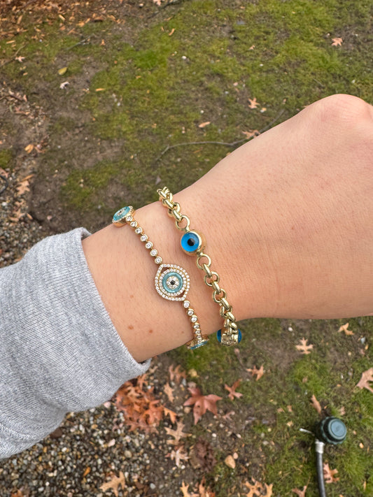 DIAMOND AND BLUE TOPAZ EYE BRACELET