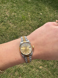 ROLEX VINTAGE LADIES DATEJUST TWO TONE GOLD DIAMOND DIAL 26MM