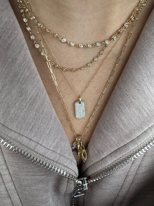 DIAMOND DOG TAG NECKLACE