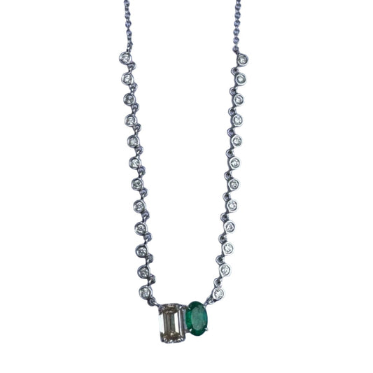 CHAMPAGNE DIAMOND AND EMERALD NECKLACE