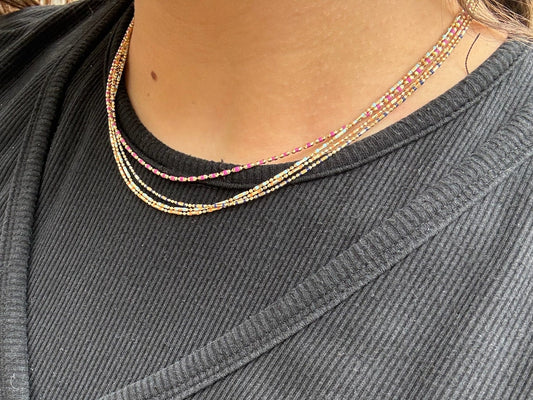 COLORED ENAMEL GOLD NECKLACE