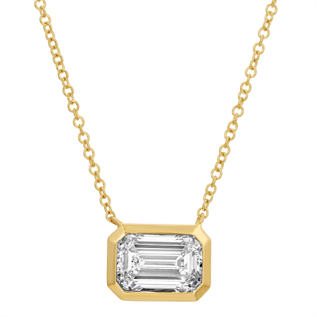 2 CT BEZEL SET EMERALD LAB DIAMOND NECKLACE