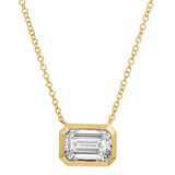 2 CT BEZEL SET EMERALD LAB DIAMOND NECKLACE