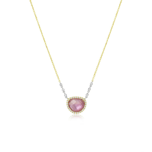 PINK AMETHYST DIAMOND NECKLACE