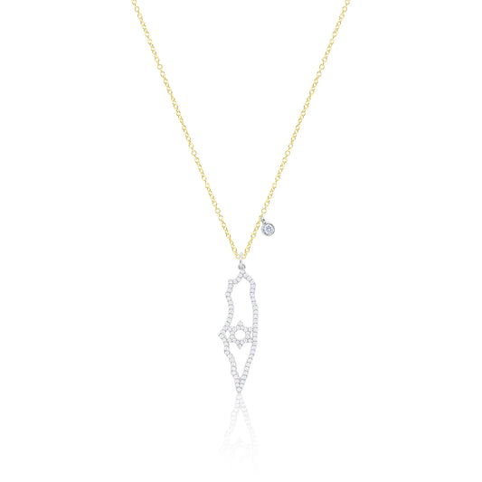 MAP OF ISRAEL HANGING DIAMOND NECKLACE