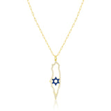 BLUE SAPPHIRE MAP OF ISRAEL NECKLACE