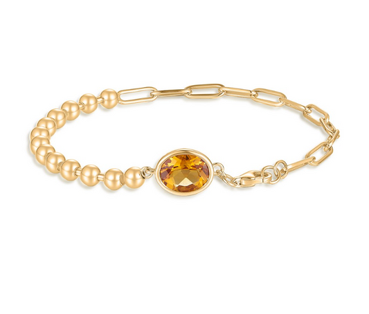 MIXED CHAIN STONE BRACELET