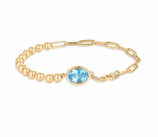 MIXED CHAIN STONE BRACELET