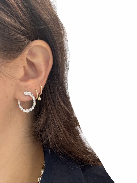 GRADUATED LAB DIAMOND SWOOP EARRINGS