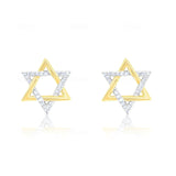 HALF GOLD HALF DIAMOND JEWISH STAR STUDS