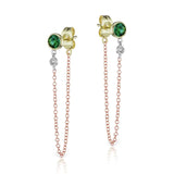 EMERALD BEZEL CHAIN STUDS