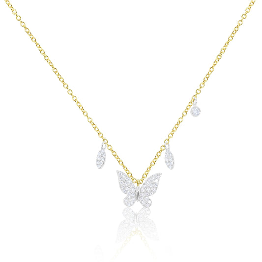 BUTTERFLY DIAMOND CHARM NECKLACE