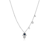 HAMSA HEART DIAMOND CHARM NECKLACE