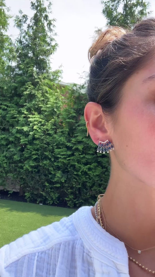 BLUE SAPPHIRE FAN EARRINGS